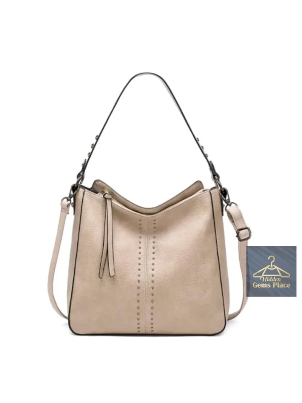 Chic PU Leather Hobo Crossbody Bag with Stud Accents
